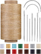 DIUDUS 218 Yards Upholstery Thread, Heavy Duty Thread for Hand Sewing, Sewing Kit with 9 Upholstery Needles for Hand Stitching Bookbinding Repair Canvas