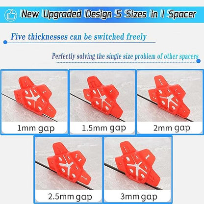 Tile Spacers 300pcs Reusable Multi Size Horseshoe U Shape Plastic Shims Upgraded 5 Sizes in 1 Spacer Tile Cross Spacer Floor Tile Leveling, Suit for 1-1.5-2-2.5-3mm(1/32)(1/16'')(5/64)(3/32)(1/8")Gap