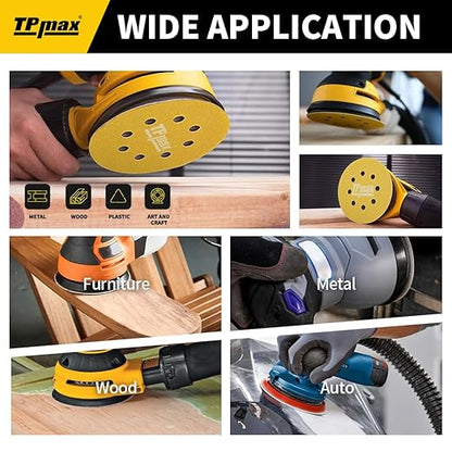 80PCS 5 Inch 40 Grit 125mm 8 Hole Sanding Discs Sandpaper - Premium Gold Round Hook and Loop for Random Orbital Sander - Ideal for Wood, Metal, Automotive