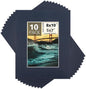 Mat Board Center, Pack of 10, 8x10 for 5x7 Dignity Blue Color Mats - Bevel Cut, Acid Free, 4-ply Thickness, White Core - for Pictures, Photos, Framing