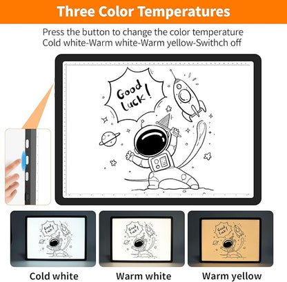 Elice Magnetic A3 Light Board with Bag for Diamond Painting, Tracing LED Light Box with Side Buttons, Super Bright Diamond Art Light Pad, Light Table for Drawing, Sketching, Weeding Vinyl - Black
