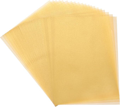 MECCANIXITY Colored Vellum Paper, 40 Sheet Gold Transparency 11.7 x 8.2 Printable Vellum Paper, Translucent Vellum Sheets for Printing Wedding Invitations, Ink Jet Laser Printer