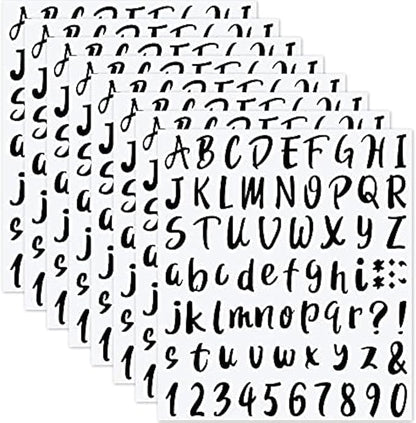 Outus 576 Pieces 8 Sheets Letters Stickers Self Adhesive Vinyl Letter Alphabet Number Stickers Mailbox Numbers Sticker, Decals for Classroom Decor, Sign, Door(Black,1 Inch)