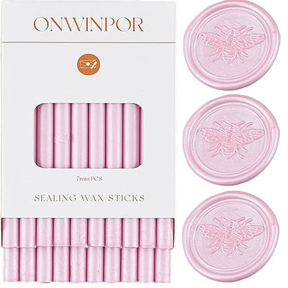 20pcs Pearl Pink Wax Seal Sticks for 0.28'' Glue Gun, Wax Seal Stamp, Wedding Invitations, Envelopes, Christmas Gifts