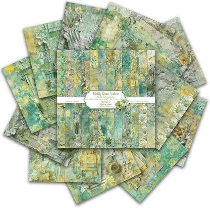 Green Lace Scrapbook Paper Vintage Flower Pattern Papers Pad 12×12,24 Sheets Double-Sided Bobo Floral Scrapbooking CardStock Paper Pad for Holiday Cardmaking DIY Origami Papers.