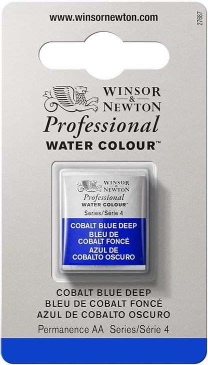 Winsor & Newton Professional Water Colour Paint, Half Pan, Cobalt Blue Deep