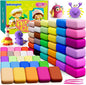 Air Dry Clay for Kids, 60 Colors Molding Magic Clay, Safe & Non-Toxic, DIY Model Arts & Crafts Kit with Sculpting Tools, Birthday&Christmas Gift for Age 3-12 Years Old Girls & Boys Kids