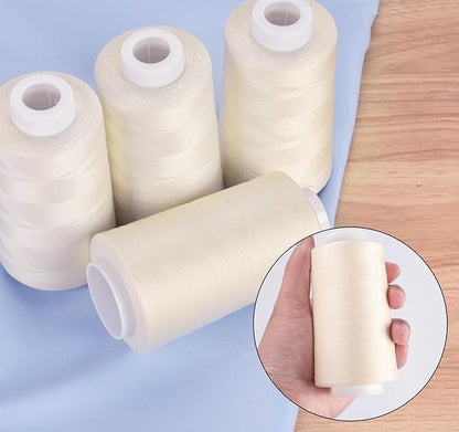 4 Pack Light Beige Thread of 3000 Yards Each, All Purpose Polyester Thread for Sewing, Overlock, Quilting, Piecing