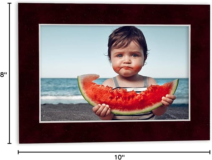 Pack of 25 Acid Free 8x10 Mats Bevel Cut for 5x8 Photos - Dark Red Suede Precut Matboards For Pictures, Photos, Framing - 4-ply Thickness