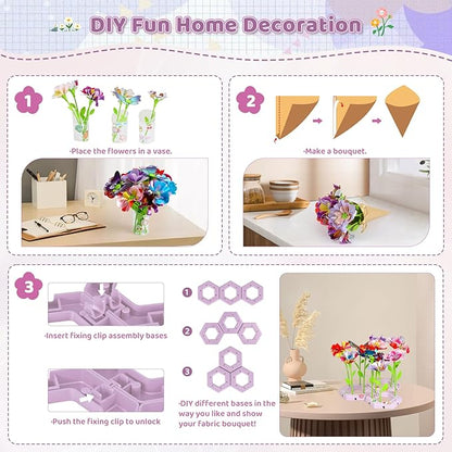 Bsgifts Fabric Flower Making Toys, DIY Flower Press Kits for Kids Ages 3-12, Creative Educational Activity Arts & Crafts Toys, Ideal Holiday Gifts for Preschool Kids, Pink