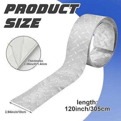 Diamond Plate Sheet Metal Heavy Duty Tread Aluminum Sheet Diamond Tread Plate for Wall Covering, Cargo Trailer, RV and More(24 x 96 Inch,Silver)