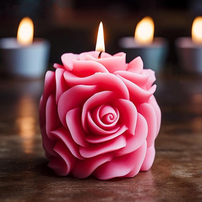 mdgfge Rose Pillar Candle Silicone Mold, Valentine's Day Handmade 3D Rose Candle Molds Flower Bouquet Soap Gypsum Resin Mold for Wedding Anniversary Crafts Decor Supplies