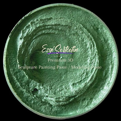 3D Sculpture Painting Paste|Texture Paste|Decorative Plaster|Unique Colors|Ideal for Artwork|Stencil|Flowers|Texture|Art Relief| 6 oz (Metallic Green)
