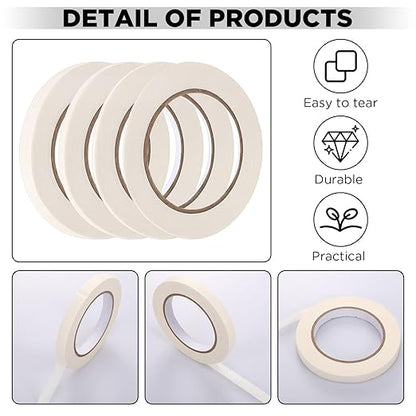 Epakh 4 Rolls Pinstripe Tape, Masking Tape in 1/16, 1/8, 1/4 and 1/2 Inch Wide, for Painters Automotive DIY Car Auto Paint Art(White,55 yd)