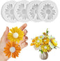 4 Pcs Daisy Flower Candle Molds, Silicone Molds for Candles Making, 3D Flower Shape Decorating Mold for Fondant Soap Chocolate Cake, DIY Wax Epoxy Resin Moulds for Clay Craft