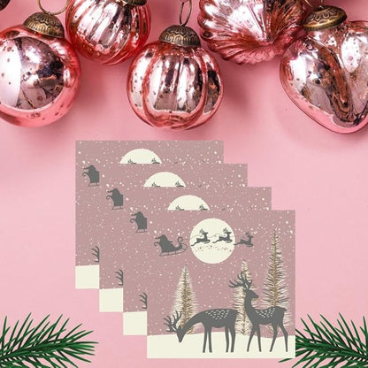 20-ct 13x13 Christmas Paper Decoupage Napkins, 3-Ply Servilletas Tissue Napkin for Dinner and Parties, Disposable Napkins (Santa Sleigh)