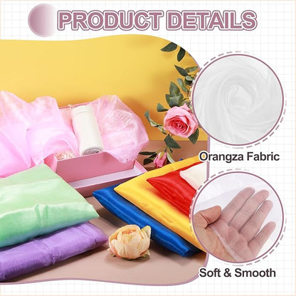 MECCANIXITY Iridescent Sheer Organza Fabric, 10 Yards x 59 Inches Solid Holographic Shiny Fabric Organza Cloth for Wedding, Curtains, Costume, Photo Background, White