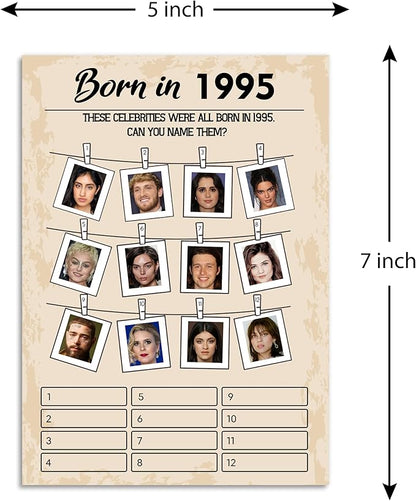 QUPT 30th Birthday Party Games, Set of 5 Activities for 10 Guests, Born in 1995 Games Bundle, Birthday Party Supplies for Adults, Pack of 50 Cards