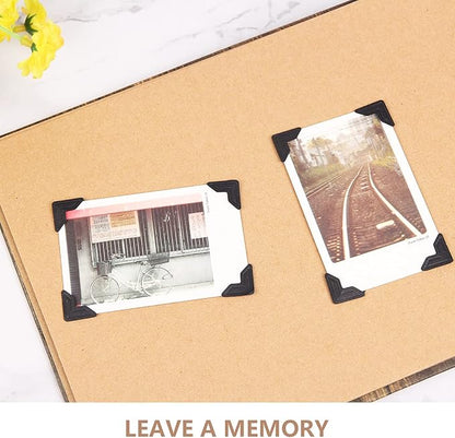 GOONAVI 15 Sheets 360 Pcs Black Acid-Free Photo Corners Mounting Self Adhesive for DIY Photo Album Journal