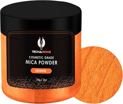 Orange Mica Powder for Epoxy Resin 56g / 2oz. Jar - Techarooz 2 Tone Resin Dye Color Pigment Powder for Lip Gloss, Nails, Colorant for Slime Bath Bombs Soap Making & Polymer Clay