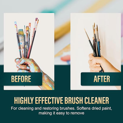 Oil Paint Brush Cleaner and Restorer-Paintbrush Cleaner for Acrylic, Oil, and Glass Paints-Biodegradable, Non-Toxic, Odorless, Eco-Friendly, Quick-Clean Formula Paint Remover (32 Fl Oz)