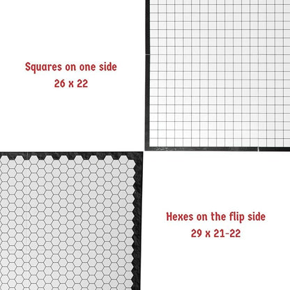 The Authentic Role-Playing Game Board by Hexers, Mat Alternative, Compatible with Dungeons and Dragons D&D DND Pathfinder RPG, 27x23 inches, 1 inch Square and Hexes Battle Grid, Foldable & Dry Erase