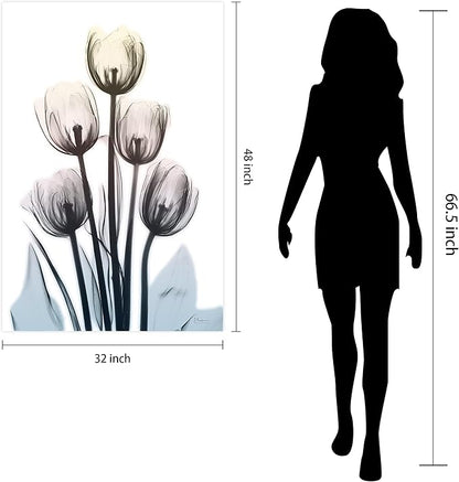Empire Art Direct 48"x32" Frameless Tempered Glass Wall Art, Springing Tulips Wall Art, Flower Wall Decor, Ready to Hang, X-Photography Wall Decor, Living Room, Bedroom, Home Office