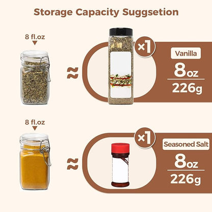 ComSaf Small Glass Jars with Airtight Lid Set of 6, Spice Jars 8 oz, Mason Jars 8 oz, Small Canning Jar, 8oz Jars with Lids for Kitchen, Jam, Jelly, Honey, Herb, Candy, Beans, Dessert, Sugar, Parfait