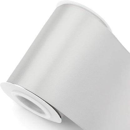 Humphrey's Craft 4 Inch Silver Double Faced Satin Ribbon - 5 Yards Variety of Color for Crafts Gift Wrapping Cutting Ceremony Decoration Sewing Chair Sash Wedding and Dining Tables.
