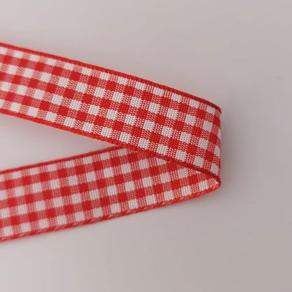 Red and White 100% Polyester Gingham Ribbon 25 Yards Each Roll (5/8", red)