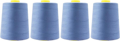 Mandala Crafts 4 Pack of Serger Threads Cones Spools - 20S/2 24000 Yards Polyester Steel Blue Threads for Sergers Machine and Overlock Quilting Sewing Machine