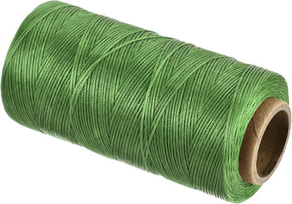 MECCANIXITY Waxed Thread,284 Yard 0.8mm 150D Flat Wax Thread Polyester Waxed String for Leather Sewing Hand Weaving Book Binding Home Decoration,Green