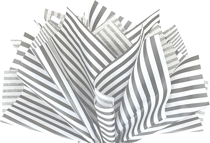 Flexicore Packaging Gray Pin Stripe Print Gift Wrap Tissue Paper Size: 15 Inch X 20 Inch | Count: 100 Sheets | Color: Gray Pin Stripe