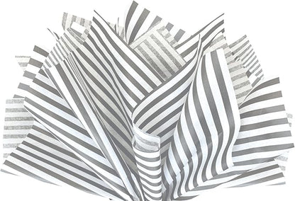 Flexicore Packaging Gray Pin Stripe Print Gift Wrap Tissue Paper Size: 15 Inch X 20 Inch | Count: 100 Sheets | Color: Gray Pin Stripe
