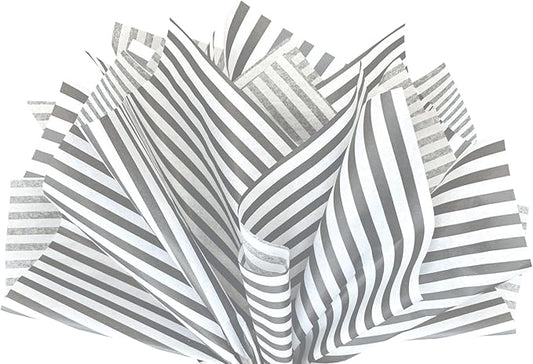 Flexicore Packaging Gray Pin Stripe Print Gift Wrap Tissue Paper Size: 15 Inch X 20 Inch | Count: 100 Sheets | Color: Gray Pin Stripe