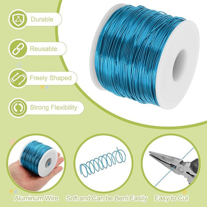 MECCANIXITY 18 Gauge Anodized Aluminum Craft Wire Bendable Bonsai Training Wire 492 Feet 1mm for Sculpting Crafts Wreath Floral Beading Jewelry Making, Blue