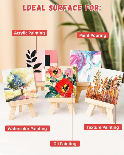 Simetufy Mini Canvas Boards for Painting 12 Pack 4x4inch, White Blank Paint Canvas Panels 100% Cotton Primed Acid Free for Oil, Watercolor, Acrylic, Gouache