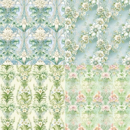 Vintage Green Floral Scrapbook Paper Pad Color Patterned Paper 6×6,24 Sheets Single-Sided Flower Scrapbooking CardStock Papers Pad for Holiday Cardmaking DIY Origami Journaling.