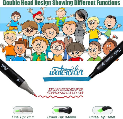 100 Colors Alcohol Markers Set, Dual Tips Blender Art Markers for Drawing Sketching Coloring Artist Pens and Underlining, Professional Permanent Sketch Marker for Kids Adult Coloring