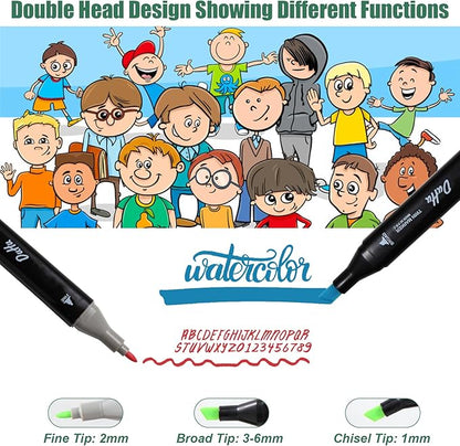 120 Colors Alcohol Markers Set, Dual Tips Blender Art Markers for Drawing Sketching Coloring Artist Pens and Underlining, Professional Permanent Sketch Marker for Kids Adult Coloring