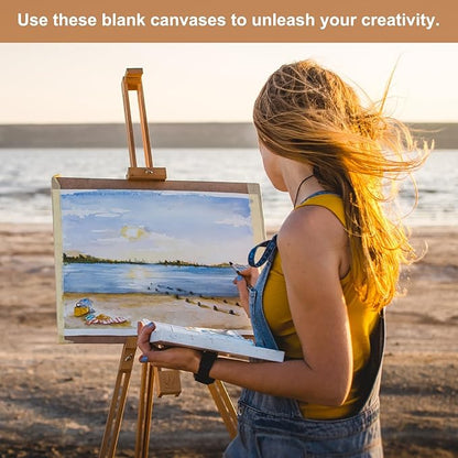 MECCANIXITY Canvas Boards for Painting, 9x12 Cotton Blank Primed Art Canvas Panels Acid-Free for Painting Supplies Oil Acrylic Tempera Watercolor Pouring Paint Artists(White, Pack of 5)