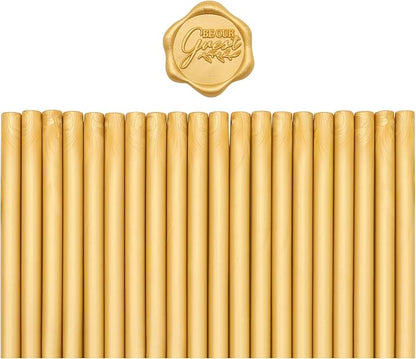 SWANGSA 20 Pieces Glue Gun Sealing Wax Sticks Gold for Wax Seal Stamp, Great for Wedding Invitations, Christmas Cards, Envelopes, Wine Packages, Gift Wrapping (Gold)
