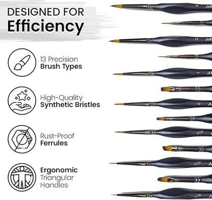 Miniature Paint Brushes Set of 13, Detail Brushes for Acrylic, Oil, Watercolor, Nail Art, Mixed Media Art, Model Painting, Miniature Painting, Face & Fantasy Art, Paint by Numbers Kit