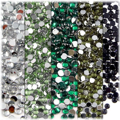 The Crafts Outlet 5-PK Set (7,200-Piece), Round 3mm Rhinestones, Flatback, Gray Tones