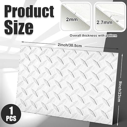 1pcs Diamond Plate Sheet Metal Heavy Duty Tread Aluminum Sheet Diamond Tread Plate for Wall Covering, Cargo Trailer, RV and More (9'' X 12'' X 0.08'',Silver)
