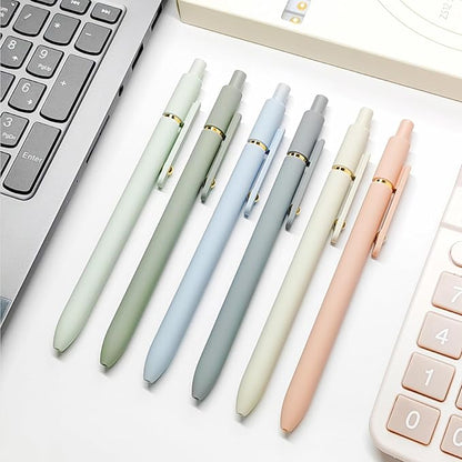 6 Pcs Gel Pens 0.5mm Quick Dry Black Ink Pens Fine Point Smooth Writing Pens, Cute Office and School Supplies Gifts for Women Teacher Students (6 Pcs Morandi Gold)