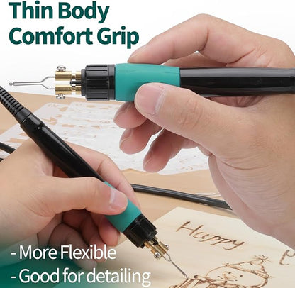 YIHUA 939-V Wood Burning Pen Wood Burning Kit with 23 Wire Nibs, Detachable Wood Burning Pen, 6 Wood Pieces, 6 Stencils, Tweezers Used as Wood Burning Tool