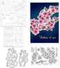 ORIGACH Realistic Winter Plum Blossom Stamps and Dies and Layering Coloring Stencil Set, Silicone Stamps Metal Die Cut and Flower Stencil Template for Card Making Scrapbooking DIY Crafting