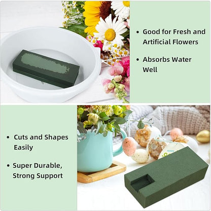Gardace 6 Pack Floral Foam Blocks Each (8.7"L x 3.5"W x 2"H), Green Wet and Dry Floral Foam, Used for Fresh Flowers and Artificial Flowers, Plant Foam is Suitable for Wedding, Festival Decoration
