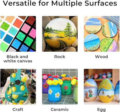ARTME Acrylic Paint Set, 60 Colors in 2oz/60ml Bottles, Non Toxic, Waterproof, Rich Pigments Acrylic Paint for Artists, Students, Beginners Painting on Rocks Canvas Wood Clay Fabric Ceramic Crafts